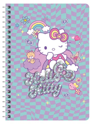 Obrázok produktu pre Zošit A4, 100 listov, kovová špirála Hello Kitty, ružový, vzor 3 – PATIO