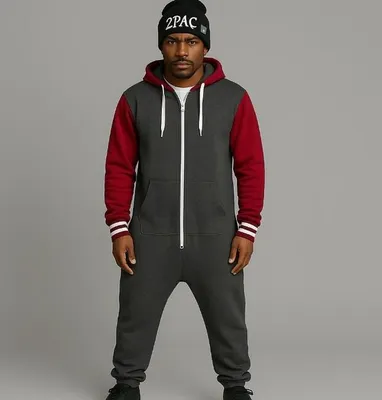 Produktbild von Urban Classics College Sweat Jumpsuit, Größe: Xl/Xxl; Farbe: Charocal/Ruby