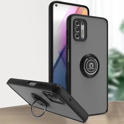 Produktbild von Moto G Stylus 2021 Hülle, Ring Halter Ständer Matte Transluzent TPU Rahmen Stoßfest Schutzhülle für Motorola Moto G Stylus 2021 Schwarz