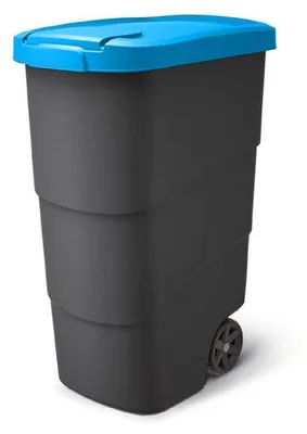 Produktbild von Mülltonne Rollcontainer Abfallbehälter - 90 Liter - Mit Deckel - Kunststoff - Schwarz