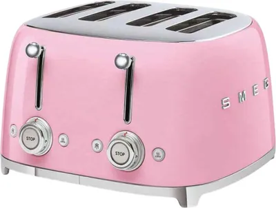 Produktbild von Smeg TSF03PKEU, 4 Scheibe(n), Pink, Stahl, Tasten, Niveau, Drehregler, 50's Style, China