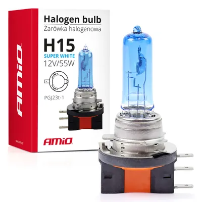 Produktbild von Halogenlampe H15 12V 55W Super White AMIO-01492 für Fahrzeugbeleuchtung