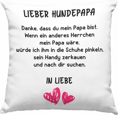 Produktbild von Trendation - Hunde Papa Geschenk Deko-Kissen mit Füllung 40x40 mit Spruch für Hundepapa (Grau)