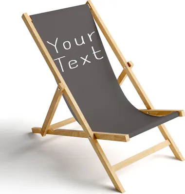 Holz Liegestuhl Klappbar Klappliegestuhl Sonnenliege Strandstuhl Wechselbezug Motiv Your Text Grau [119]