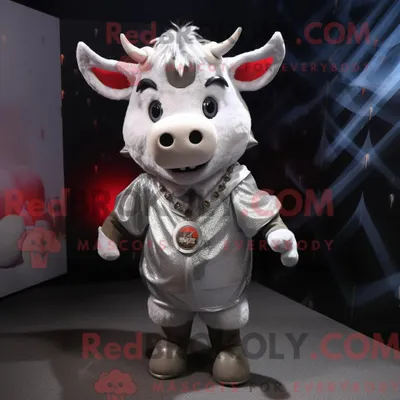 Immagine prodotto di Personaggio mascotte REDBROKOLY Zebù Argentato vestito con minigonna e portachiavi