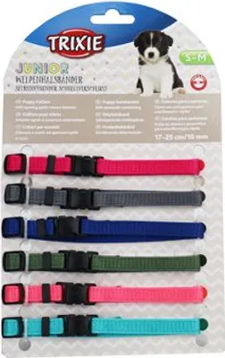 Obrázek produktu pro Trixie Balení nylon.rozeznávacích obojků pro štěňata S-M 17-25cm/10mm,malin,šedá,mod,khaki,růž,tyrkys