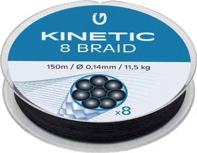 Produktbild von Kinetic 8-Braid 150m Black - Geflochtene Schnur, Durchmesser:0.12mm, Tragkraft:9.6kg