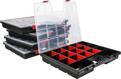 Produktbild von Sortimentskasten Sortierbox Werkzeugkiste NOR20 Rot Kunststoff x5