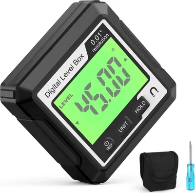 Obrázok produktu pre magnetický inklinometer 3 v 1, digitálny nivelačný prístroj a uhlomer, univerzálny, 4 x 90° inklinometer, LCD displej, ponorné meracie zariadenie, možnosť prepínania 4 jednotiek