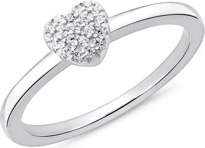 Produktbild von Herzring, Damen aus 925er Silber mit Zirkonia von Unique (Größe: 54mm)