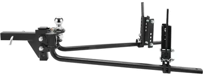 Image de SucceBuy, attelage de remorque, capacité de 680 kg, attelage de répartition de charge avec un tube de 50 mm et une boule de 58,7 mm, système de contrôle de la stabilité de la remorque pour l'équilibrage de la charge, finition noire par revêtement en poudre