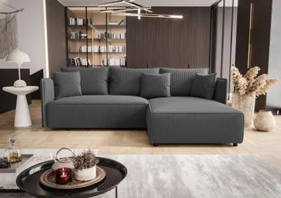 Produktbild von Ecksofa Schlafsofa EVORA Stoff Poso Grau Ottomane Rechts