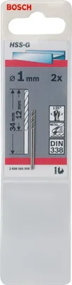 Produktbild von Metallbohrer HSS-G, DIN 338, 1 x 12 x 34 mm, 2er-Pack
