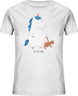Produktbild von Mr. & Mrs. Panda Kleinkinder T-Shirt Einhorn Teddy 9-11 Jahre (134/146) - Weiß - Geschenk, Shirts für Kinder, Teenager, Bett, Träumen, Baumwoll, Unicorn, Gute Nacht