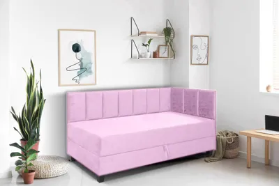 Produktbild von Jugendbett Einzelbett Eryk Boxspringbett mit Matratze Kinderbett Bettkasten 80 x 200 cm Rechts Paris 148 – rosa