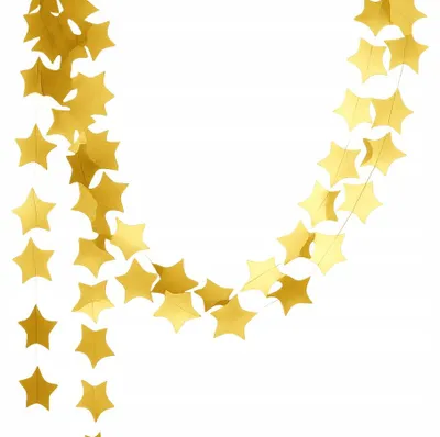 Produktbild von Weihnachtsgirlande Sterne Gold 415 cm – Hängedekoration für Fenster & Weihnachtsdekoration