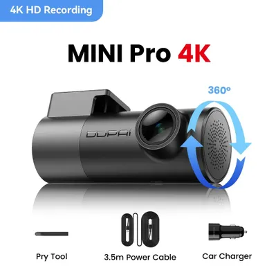 Produktbild von MINIPro 4K - Dashcam - 4K UHD - 143° Weitwinkel - 25 fps - 5-GHz-WLAN - 64-GB-SD-Karte - Parküberwachung