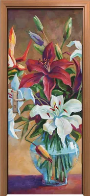 Produktbild von Türposter 80x200 cm Türaufkleber Türtapete Türfolie Klebefolie groß Strelitzia und Lilien Blumen