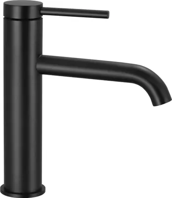 A black faucet on a white background.