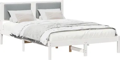 Image de Cadre de lit Gris clair 140 x 200 cm Pin massif