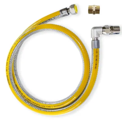 Image de Tuyau de gaz flexible pour usage industriel, 1 mètre, avec adaptateur