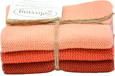 Produktbild von 3er SOLWANG Wischtuch Küchentuch Waschlappen aus Baumwolle - TERRACOTTA Kombi
