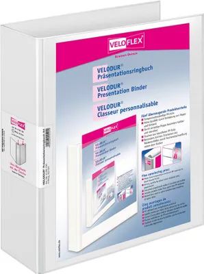 Produktbild von VELOFLEX VELODUR® Präsentationsringbücher 4-Ringe weiß 7,0 cm DIN A4, 10 St.