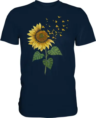 Produktbild von Vögel Sonnenblumen T-Shirt Garten Vogel Motiv Gärtner Geschenk – Navy / 5XL
