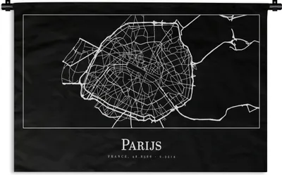 Produktbild von MuchoWow® Wandteppich Wandbehang Paris - Karte - Stadtplan 120x80 cm Tapisserie Dekoration Wandtuch - Wanddekorationen - Wandtücher