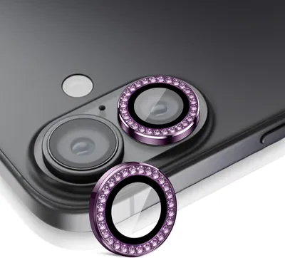 Produktbild von Kamera Linsenschutz Glas Set mit Schmucksteinen für Apple iPhone 17 Schutzglas Camera Linse Panzerfolie 9H Dunkles Violett