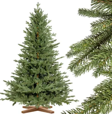Produktbild von FAIRYTREES Weihnachtsbaum künstlich 220cm BAYERISCHE Tanne Premium |  EU | Christbaum Holzständer | Tannenbaum künstlich mit Naturgetreue Spritzguss Elemente