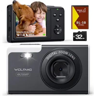 Obrázok produktu pre Digitálna kamera 4K pre deti: 56 MP, 16-násobný digitálny zoom, kompaktná