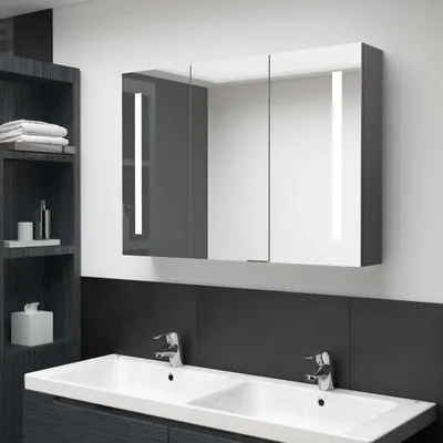 Produktbild von ZMH LED-Spiegelschrank fürs Bad 89x14x62 cm Grau