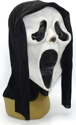 Produktbild von Rubies Schockgeist Maske für Erwachsene, Schwarz, mit Kapuze bis zu den Schultern