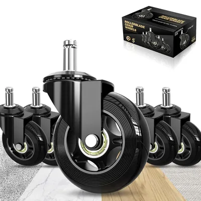 Obrázok produktu pre Kolesá na kancelársku stoličku 11 mm x 22 mm, guma, nepoškriabu, 5 ks, do kancelárie