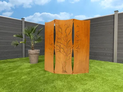 Produktbild von HOME DELUXE - Sichtschutz Treeflow - 120 x 41,5 cm - wetterbeschändig, edle Rostoptik I Rostschild, Gartenstecker, Roststecker