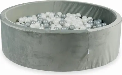 Immagine prodotto di Piscina di palline 700 pezzi 130x40 velluto grigio: perla, argento