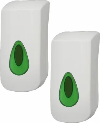 Produktbild von 2 PlastiQline Seifenspender - 900 ml - Kunststoff - weiß - Wandspender - grün