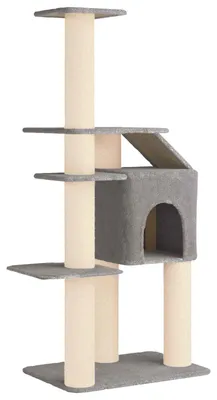 Image de Arbre à chat avec poteaux en sisal, couleur gris clair, 183 cm