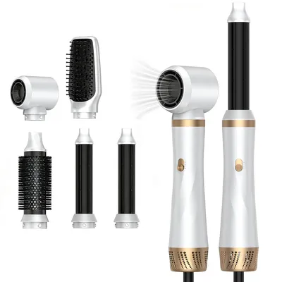 Produktbild von Hairstyler 5-in-1, Warmluftbürste mit 2 automatischen Lockenstäben, Rundbürste und Föhn, 1000 W