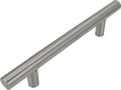 Produktbild von Möbelgriff Aurora 96 mm aus gebürstetem Edelstahl – eleganter Relinggriff für Küchen und Möbel, korrosionsbeständig mit mattem Finish, inklusive Montagezubehör.