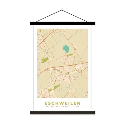 Produktbild von MuchoWow® Textilposter Stadtplan - Eschweiler - Karte - Vintage 40x60 cm mit schwarzem Rahmen - Wanddekorationen