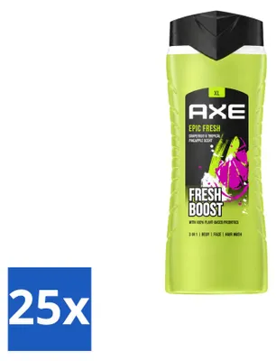 Produktbild von 25 x AXE Epic Fresh Fresh Boost 3-in-1 Duschgel - 400 ml - Vorteilspackung - 25 Stücke