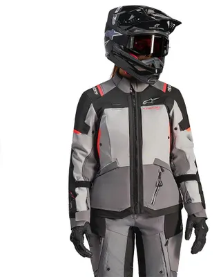 Immagine prodotto di Alpinestars Stella Andes V4 Drystar giacca impermeabile da moto da donna in tessuto, grigio scuro/nero/arancio, XL