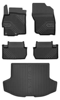 Imagen del producto de Alfombrillas de goma + bandeja de maletero para Mitsubishi Lancer VIII 2007-2017 (hatchback) – juego de 5 piezas, negras, a medida – Wielganizator