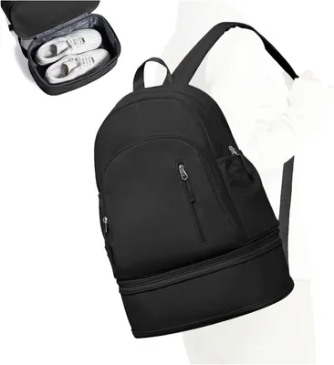 Zdjęcie produktu dla Plecak sportowy 6213 czarny, przegroda na buty, wodoodporny, do fitnessu