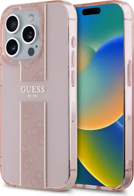 Immagine prodotto di Custodia Guess per iPhone 15 Pro - IML 4G Stripe - Rosa