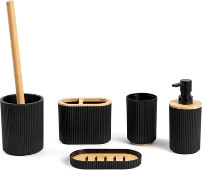 Produktbild von HOMLA Badezimmerset LORETO Schwarz 5er-Set