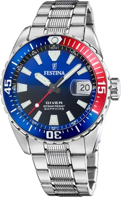 Produktbild von Festina Herren Taucheruhr F20669/4 Edelstahl Blau, Rot