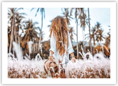 Produktbild von Poster - Poster ohne Rahmen - Wiese Frau Gras - 70x50 cm - Wand Bild - Wanddeko - Wandbilder - Kunstposter - Wandposter - Bilder - Kunstdruck - Wanddekoration - Wandbild - P2XAA70x50-5115